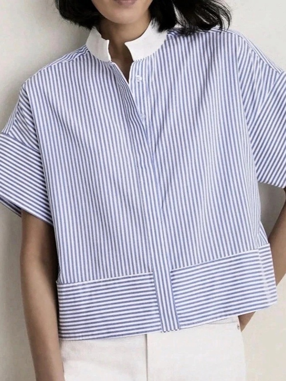 Tuckernuck Blue Stripe Sofia Shirt Women's Size XS Cotton